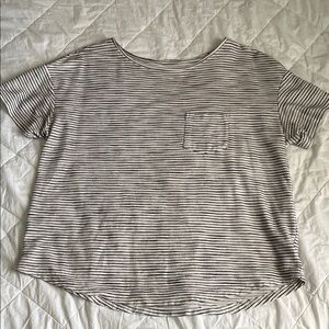 Old Navy Black and White Striped Pocket Tee